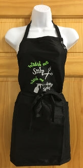 Embroidered Short Black Apron