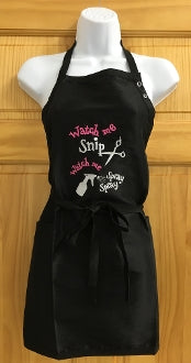 Embroidered Short Black Apron